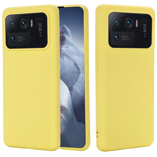 For Xiaomi Mi 11 Ultra Solid Color Liquid Silicone Dropproof Full Coverage Protective Case(Yellow) by buy2fix