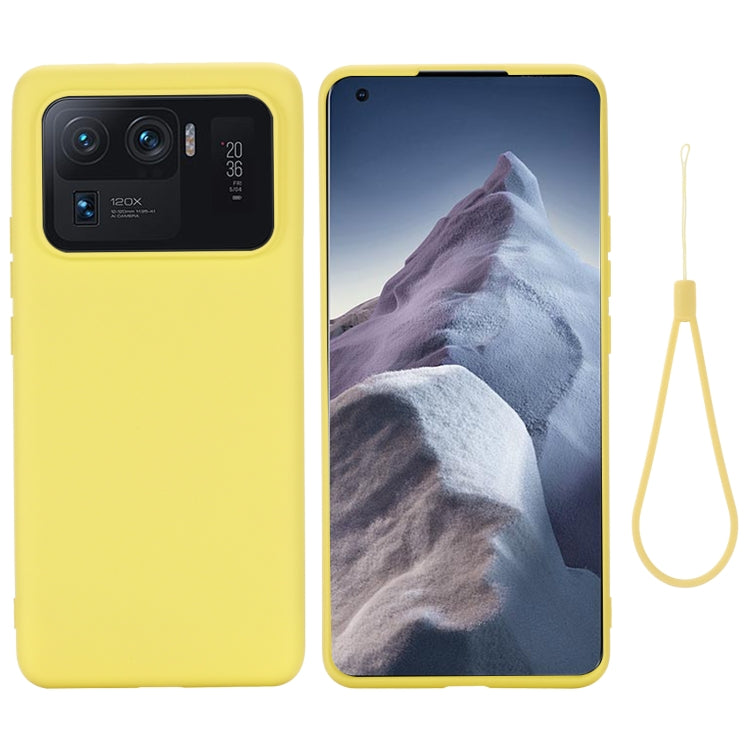 For Xiaomi Mi 11 Ultra Solid Color Liquid Silicone Dropproof Full Coverage Protective Case(Yellow) by buy2fix