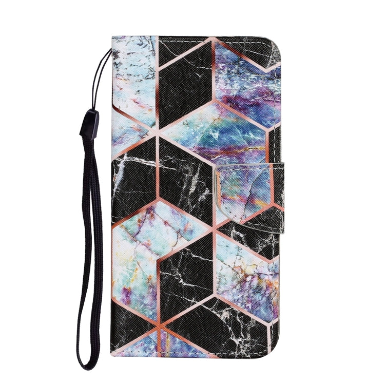 For Samsung Galaxy A22 4G Coloured Drawing Pattern Horizontal Flip PU Leather Case with Holder & Card Slots & Wallet & Lanyard(Black Marble) by buy2fix
