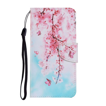 For Samsung Galaxy A22 4G Coloured Drawing Pattern Horizontal Flip PU Leather Case with Holder & Card Slots & Wallet & Lanyard(Cherry Blossoms) by buy2fix