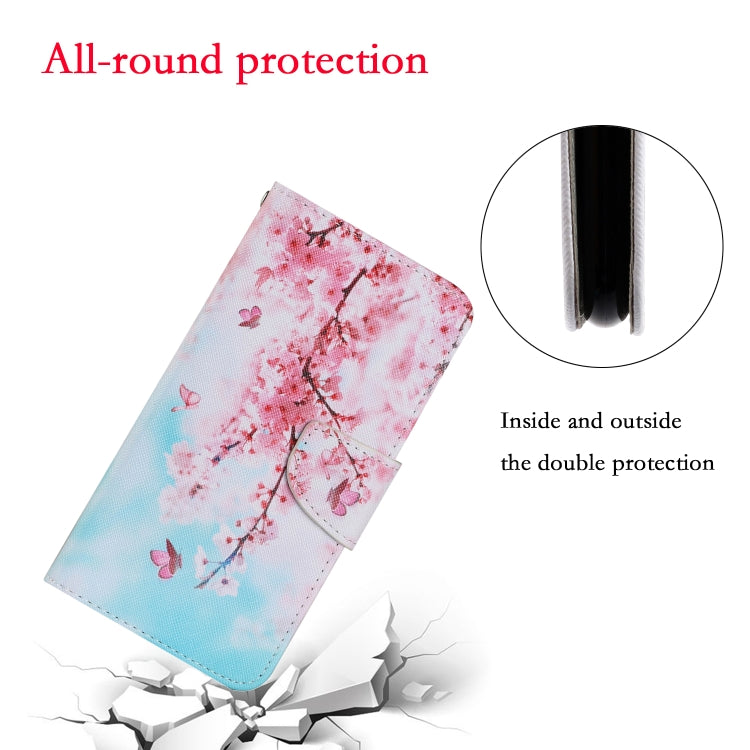 For Samsung Galaxy A22 4G Coloured Drawing Pattern Horizontal Flip PU Leather Case with Holder & Card Slots & Wallet & Lanyard(Cherry Blossoms) by buy2fix