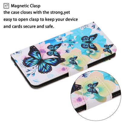 For Samsung Galaxy A22 4G Coloured Drawing Pattern Horizontal Flip PU Leather Case with Holder & Card Slots & Wallet & Lanyard(Purple Butterfly) by buy2fix