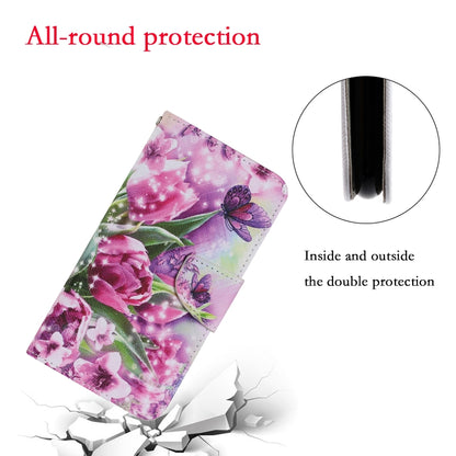 For Samsung Galaxy A22 5G Coloured Drawing Pattern Horizontal Flip PU Leather Case with Holder & Card Slots & Wallet & Lanyard(Rose Butterfly) by buy2fix