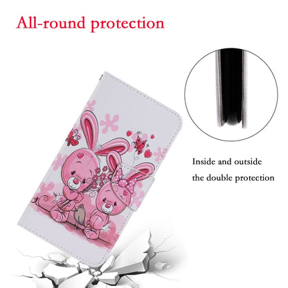 For Samsung Galaxy S21 FE Coloured Drawing Pattern Horizontal Flip PU Leather Case with Holder & Card Slots & Wallet & Lanyard(Cute Rabbit) by buy2fix