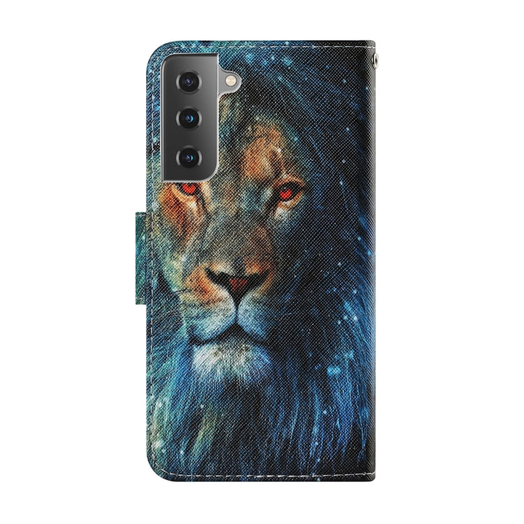 For Samsung Galaxy S21 FE Coloured Drawing Pattern Horizontal Flip PU Leather Case with Holder & Card Slots & Wallet & Lanyard(Lion) by buy2fix