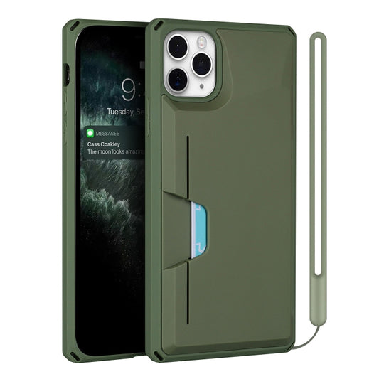 For iPhone 11 Pro Max Armor Shockproof TPU + PC Hard Case with Card Slot Holder (Green) by buy2fix