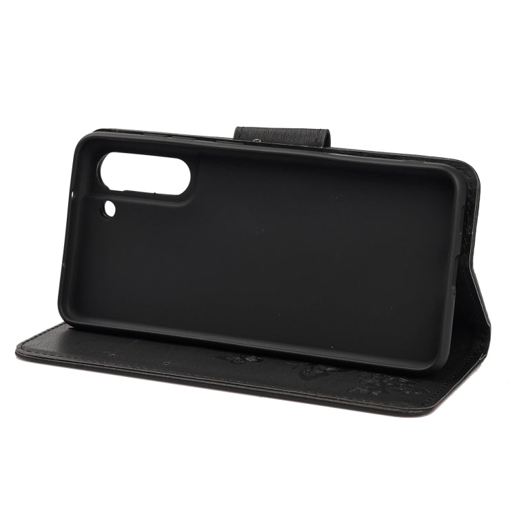 For Samsung Galaxy S21 FE Butterflies Embossing Horizontal Flip Leather Case with Holder & Card Slots & Wallet(Black) by buy2fix