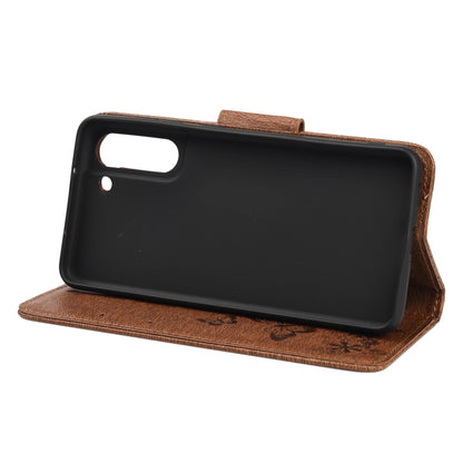 For Samsung Galaxy S21 FE Butterflies Embossing Horizontal Flip Leather Case with Holder & Card Slots & Wallet(Brown) by buy2fix