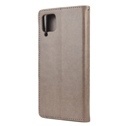 For Samsung Galaxy A12 5G Butterfly Flower Pattern Horizontal Flip Leather Case with Holder & Card Slots & Wallet(Grey) by buy2fix