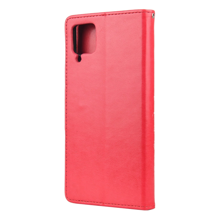 For Samsung Galaxy A12 5G Butterfly Flower Pattern Horizontal Flip Leather Case with Holder & Card Slots & Wallet(Red) by buy2fix
