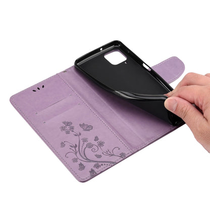 For Samsung Galaxy A12 5G Butterfly Flower Pattern Horizontal Flip Leather Case with Holder & Card Slots & Wallet(Red) by buy2fix