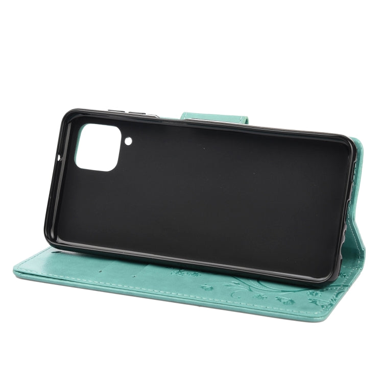 For Samsung Galaxy A12 5G Butterfly Flower Pattern Horizontal Flip Leather Case with Holder & Card Slots & Wallet(Green) by buy2fix
