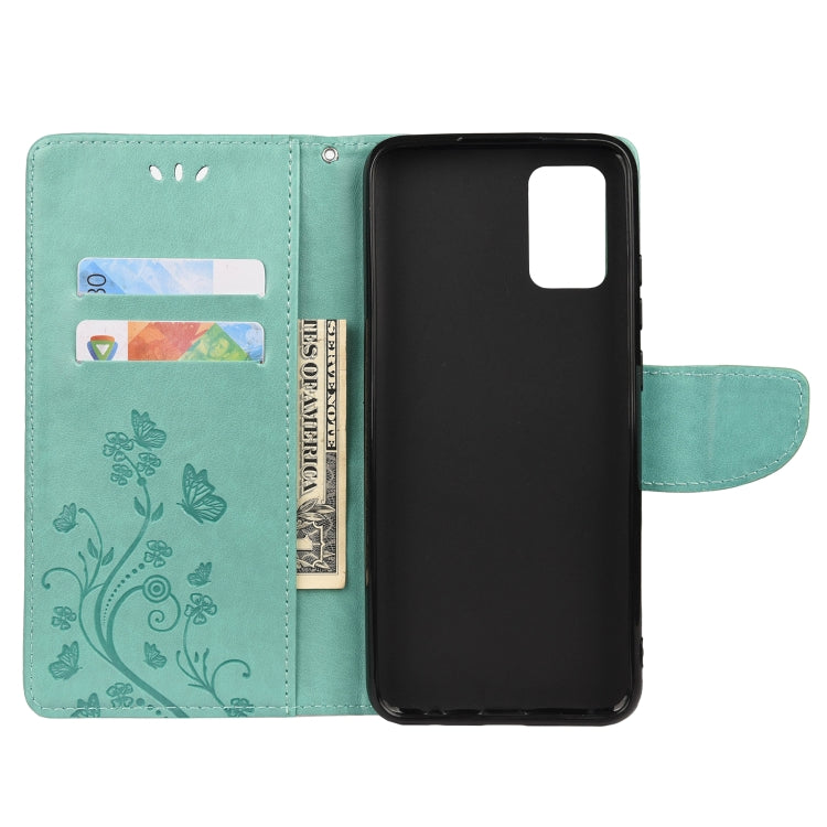 For Samsung Galaxy A32 5G Butterfly Flower Pattern Horizontal Flip Leather Case with Holder & Card Slots & Wallet(Green) by buy2fix