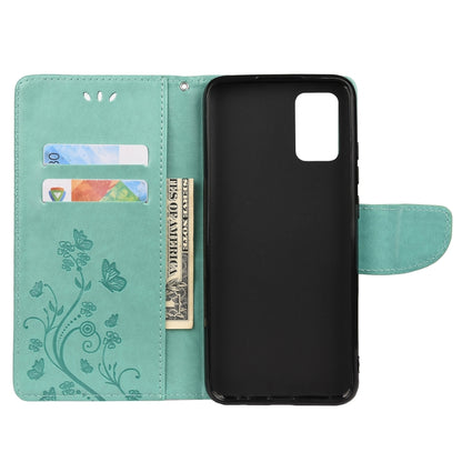 For Samsung Galaxy A32 5G Butterfly Flower Pattern Horizontal Flip Leather Case with Holder & Card Slots & Wallet(Green) by buy2fix
