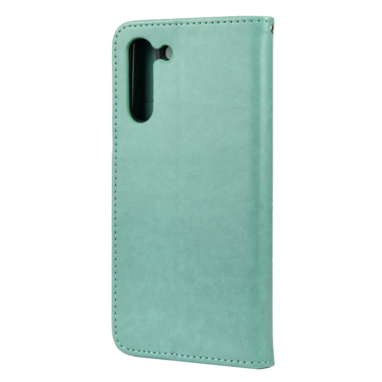For Samsung Galaxy S21 FE Butterfly Flower Pattern Horizontal Flip Leather Case with Holder & Card Slots & Wallet(Green) by buy2fix