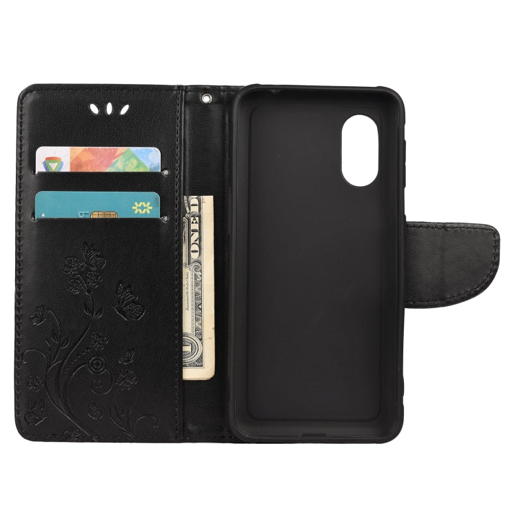 For Samsung Galaxy Xcover 5 Butterfly Flower Pattern Horizontal Flip Leather Case with Holder & Card Slots & Wallet(Black) by buy2fix