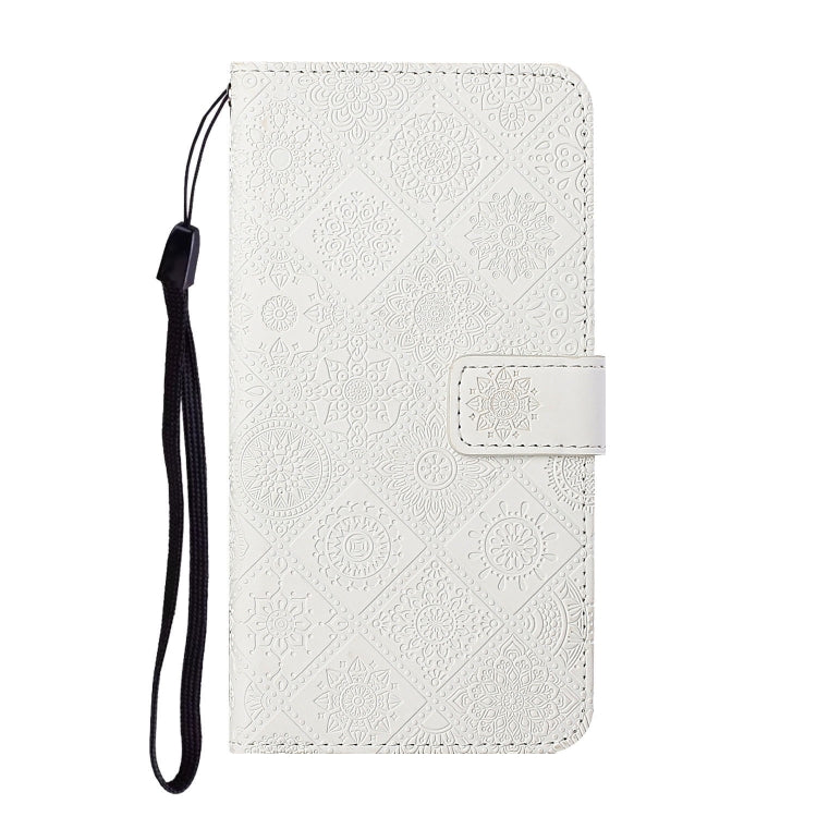 For Samsung Galaxy A02s EU Version Ethnic Style Embossed Pattern Horizontal Flip Leather Case with Holder & Card Slots & Wallet & Lanyard(White) by buy2fix