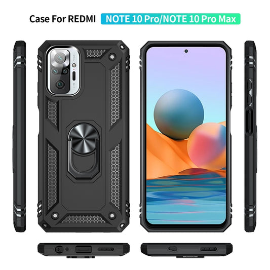 For Xiaomi Redmi Note 10 Pro Shockproof TPU + PC Protective Case with 360 Degree Rotating Holder(Black) by buy2fix