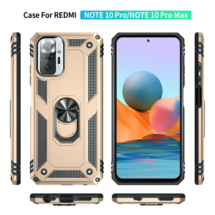For Xiaomi Redmi Note 10 Pro Max Shockproof TPU + PC Protective Case with 360 Degree Rotating Holder(Gold) by buy2fix
