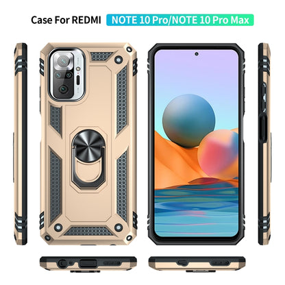 For Xiaomi Redmi Note 10 Pro Max Shockproof TPU + PC Protective Case with 360 Degree Rotating Holder(Gold) by buy2fix