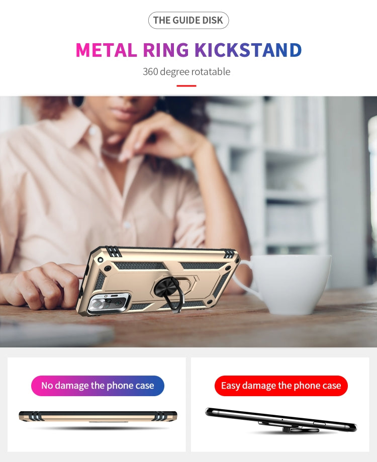 For Xiaomi Redmi Note 10 Pro Max Shockproof TPU + PC Protective Case with 360 Degree Rotating Holder(Gold) by buy2fix