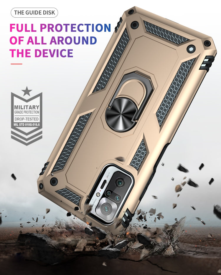 For Xiaomi Redmi Note 10 Pro Max Shockproof TPU + PC Protective Case with 360 Degree Rotating Holder(Gold) by buy2fix