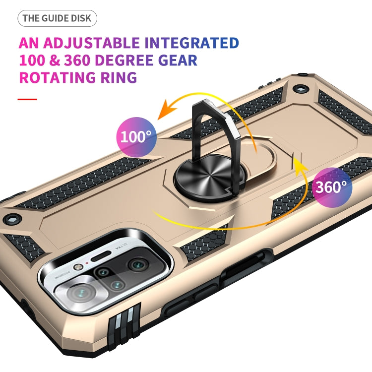 For Xiaomi Redmi Note 10 Pro Max Shockproof TPU + PC Protective Case with 360 Degree Rotating Holder(Gold) by buy2fix