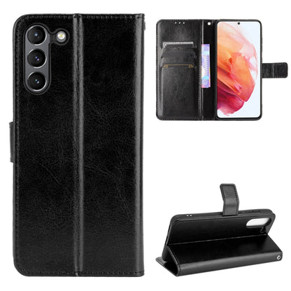 For Samsung Galaxy S21 FE Crazy Horse Texture Horizontal Flip Leather Case with Holder & Card Slots & Lanyard(Black) by buy2fix