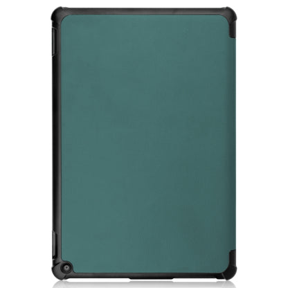 For Amazon Fire HD 10 (2021) Custer Texture Horizontal Flip Leather Case with Three-folding Holder & Sleep / Wake-up Function(Dark Green) - Mobile Accessories by buy2fix | Online Shopping UK | buy2fix