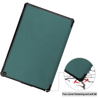 For Amazon Fire HD 10 (2021) Custer Texture Horizontal Flip Leather Case with Three-folding Holder & Sleep / Wake-up Function(Dark Green) - Mobile Accessories by buy2fix | Online Shopping UK | buy2fix
