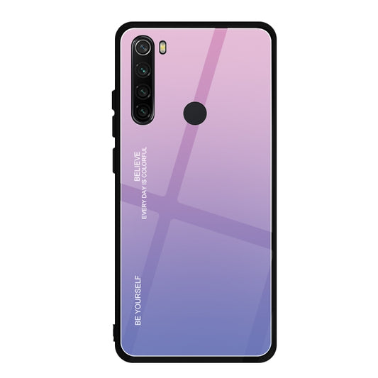 For Xiaomi Redmi Note 8 Gradient Color Glass Case(Light Purple) by buy2fix