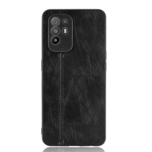 For OPPO A94 5G / F19 Pro+ 5G Shockproof Sewing Cow Skin Texture PC + PU + TPU Case(Black) by buy2fix