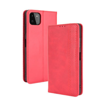 For Samsung Galaxy A22 5G Magnetic Buckle Retro Crazy Horse Texture Horizontal Flip Leather Case with Holder & Card Slots & Photo Frame(Red) by buy2fix