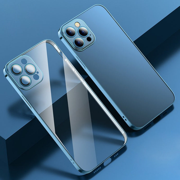 For iPhone 12 Pro Anti-fingerprint Frosted Electroplating Protective Case with Camera Film(Blue) by buy2fix