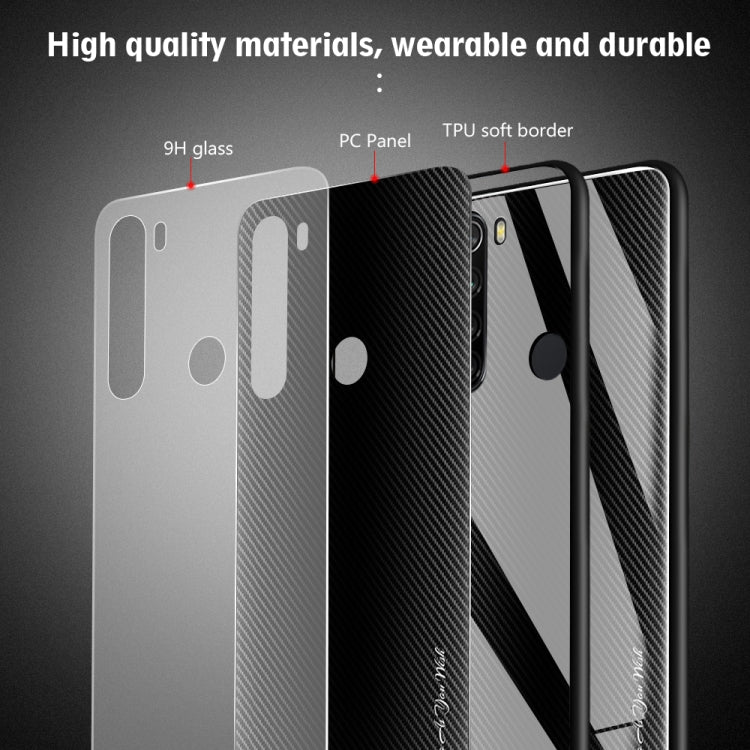 For Xiaomi Redmi Note 8 Carbon Fiber Texture Gradient Color Glass Case(Black) - Xiaomi Cases by buy2fix | Online Shopping UK | buy2fix