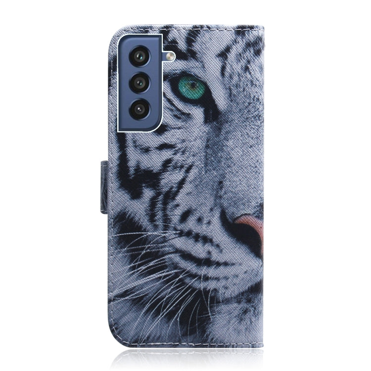 For Samsung Galaxy S21 FE Coloured Drawing Horizontal Flip Leather Case, with Holder & Card Slots & Wallet(Tiger) by buy2fix