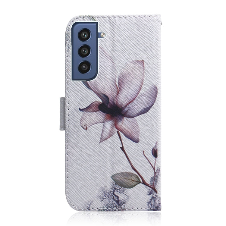 For Samsung Galaxy S21 FE Coloured Drawing Horizontal Flip Leather Case, with Holder & Card Slots & Wallet(Magnolia Flower) by buy2fix