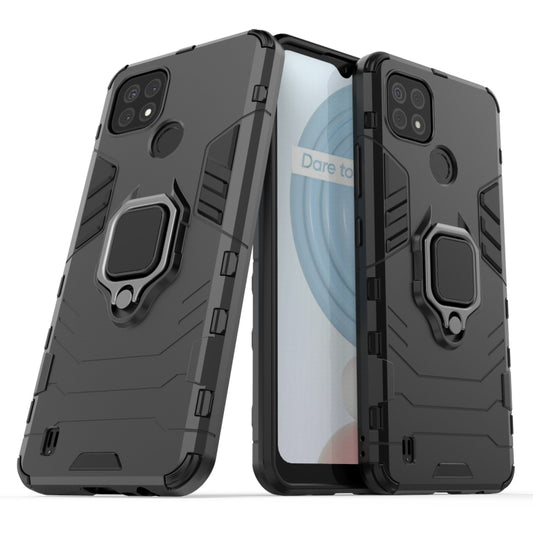 For OPPO Realme C21 Shockproof PC + TPU Protective Case with Magnetic Ring Holder(Black) by buy2fix