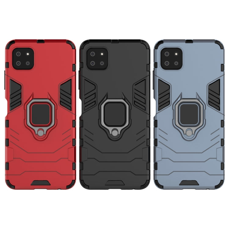 For Samsung Galaxy A22 5G Shockproof PC + TPU Protective Case with Magnetic Ring Holder(Black) by buy2fix