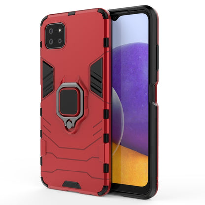 For Samsung Galaxy A22 5G Shockproof PC + TPU Protective Case with Magnetic Ring Holder(Red) by buy2fix