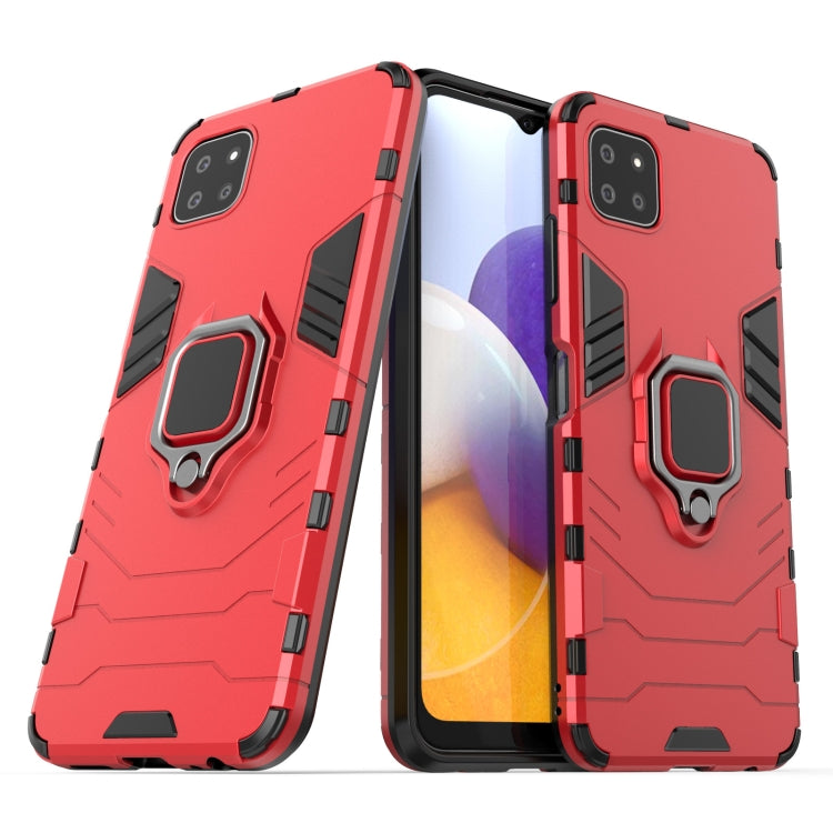 For Samsung Galaxy A22 5G Shockproof PC + TPU Protective Case with Magnetic Ring Holder(Red) by buy2fix