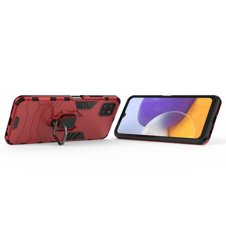 For Samsung Galaxy A22 5G Shockproof PC + TPU Protective Case with Magnetic Ring Holder(Red) by buy2fix