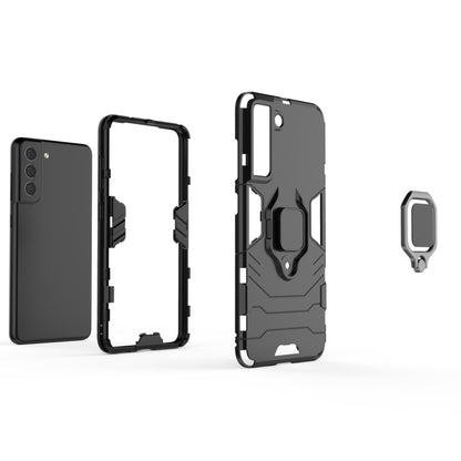 For Samsung Galaxy S21 FE Shockproof PC + TPU Protective Case with Magnetic Ring Holder(Navy Blue) by buy2fix