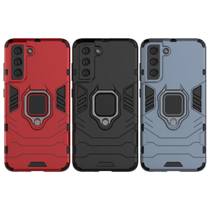 For Samsung Galaxy S21 FE Shockproof PC + TPU Protective Case with Magnetic Ring Holder(Navy Blue) by buy2fix