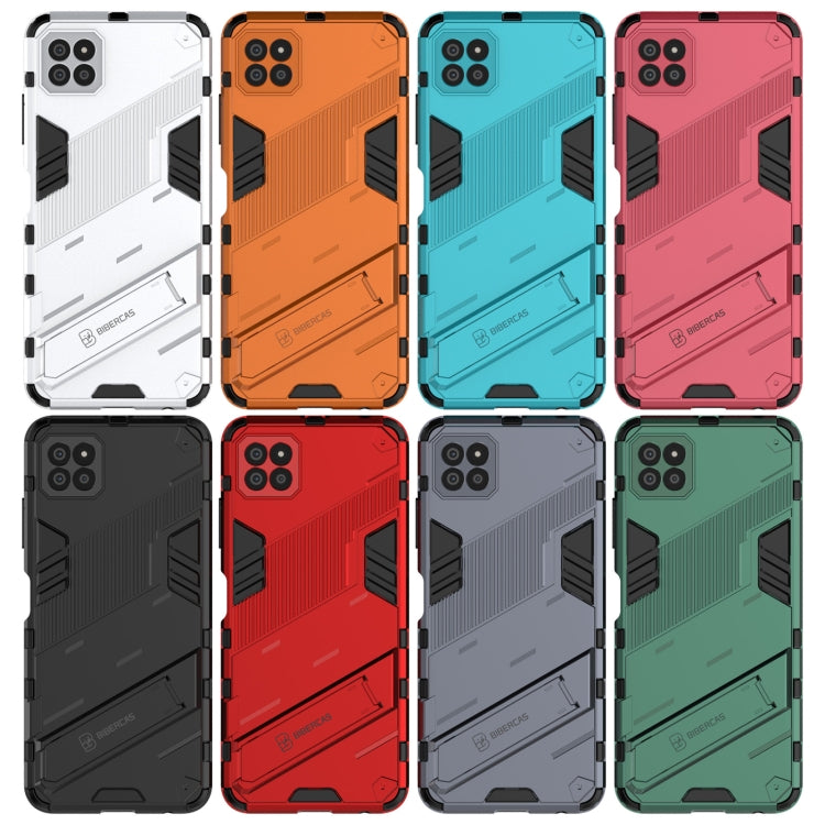 For Samsung Galaxy A22 5G Punk Armor 2 in 1 PC + TPU Shockproof Case with Invisible Holder(Grey) by buy2fix