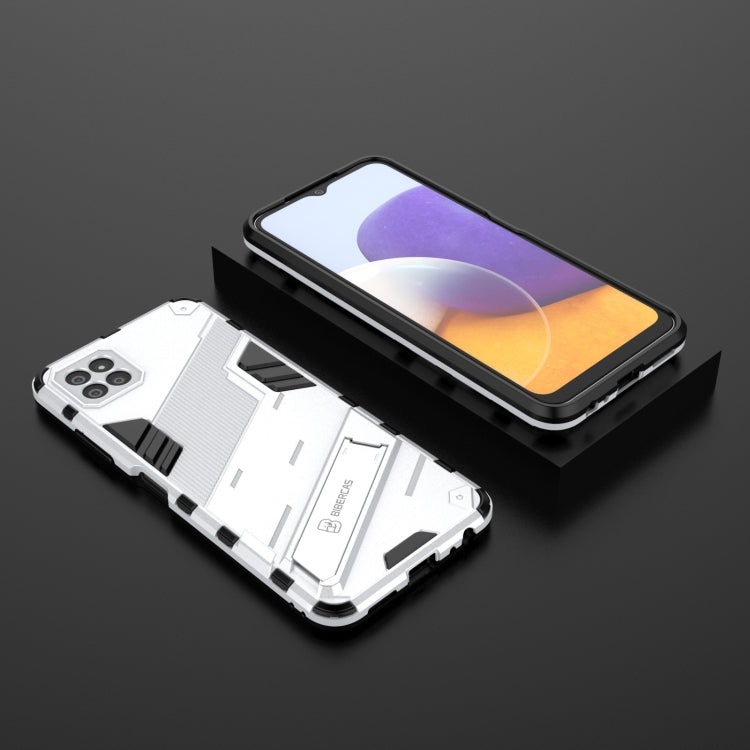 For Samsung Galaxy A22 5G Punk Armor 2 in 1 PC + TPU Shockproof Case with Invisible Holder(White) by buy2fix