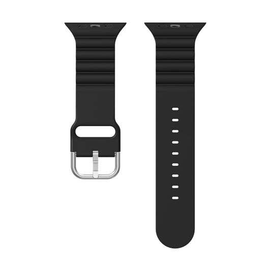 Business B Style Silicone Watch Band For Apple Watch Series 7 45mm / 6 & SE & 5 & 4 44mm / 3 & 2 & 1 42mm(Black) by buy2fix