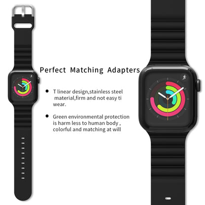 Business B Style Silicone Watch Band For Apple Watch Series 7 45mm / 6 & SE & 5 & 4 44mm / 3 & 2 & 1 42mm(Black) by buy2fix