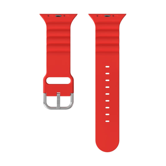 Business B Style Silicone Watch Band For Apple Watch Ultra 49mm&Watch Ultra 2 49mm / Series 9&8&7 45mm / SE 3&SE 2&6&SE&5&4 44mm / 3&2&1 42mm(Red) by buy2fix