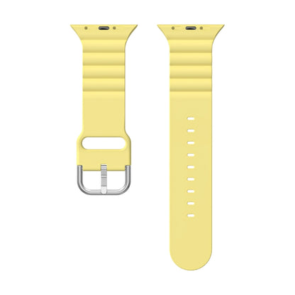 Business B Style Silicone Watch Band For Apple Watch Ultra 49mm&Watch Ultra 2 49mm / Series 9&8&7 45mm / SE 3&SE 2&6&SE&5&4 44mm / 3&2&1 42mm(Yellow) by buy2fix